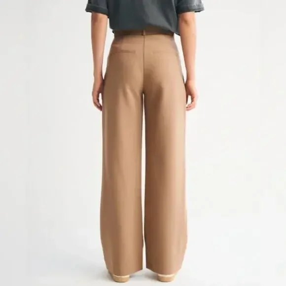 ABERCROMBIE & FITCH Sloane Tailored Pant Tan Wide Leg Sz 28/6S NWT $90 {GG29} - Picture 5 of 11